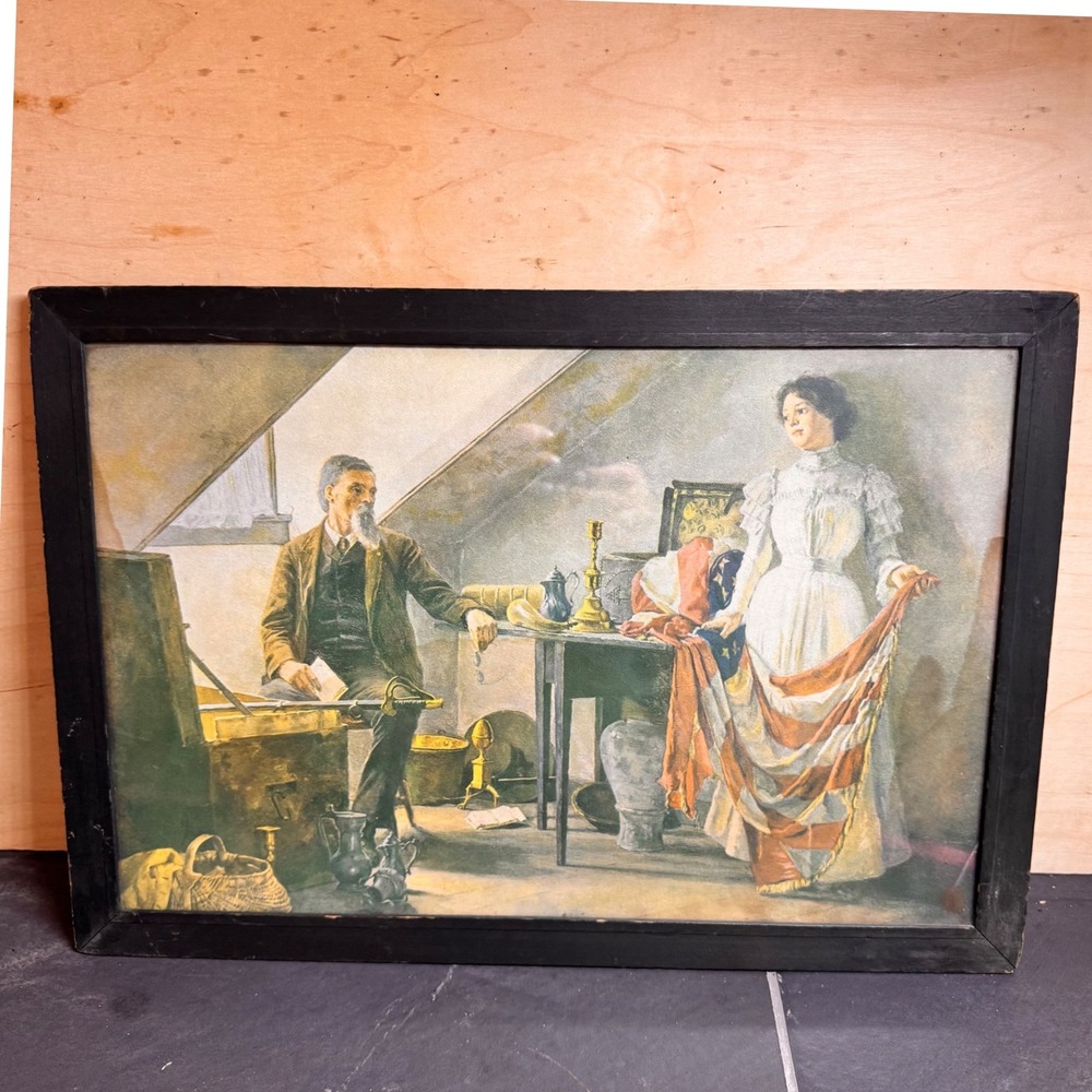 Vintage Framed‎ Print from Boston Globe Supplement American Patriotism Scene